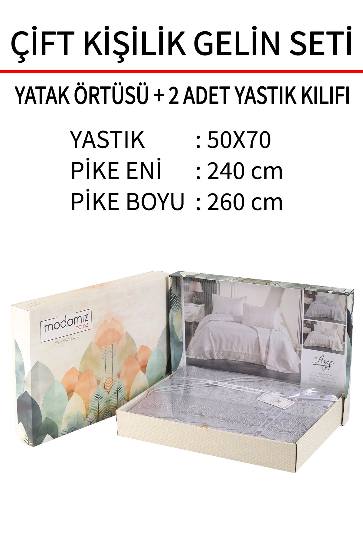 Gri 240x260 Dantelli Çift Kişilik Gelin Seti Yatak Örtüsü 282648