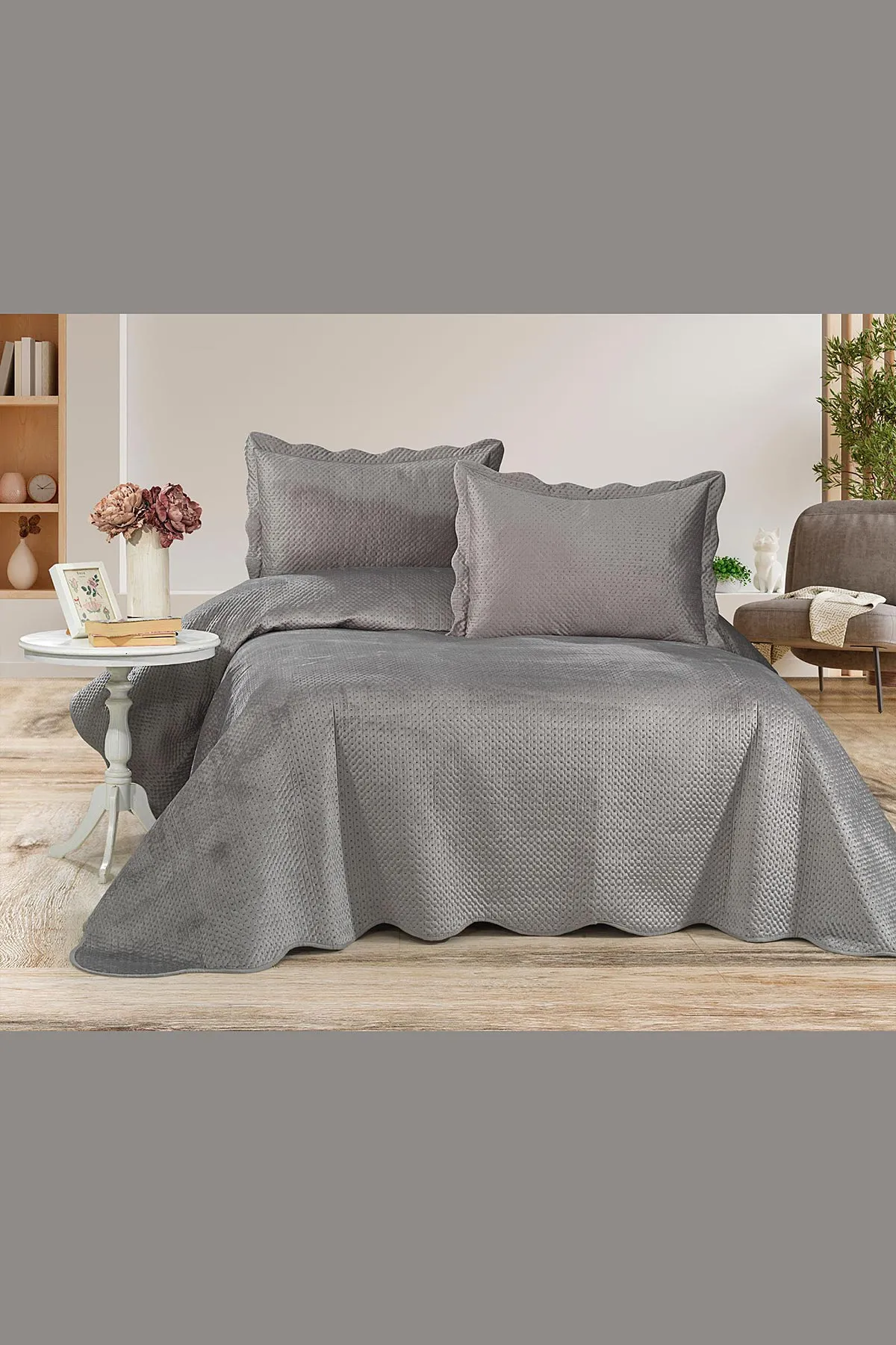 Gri 250x260 cm Bella Home Çift Kişilik Summer Dream Yatak Örtüsü 334710
