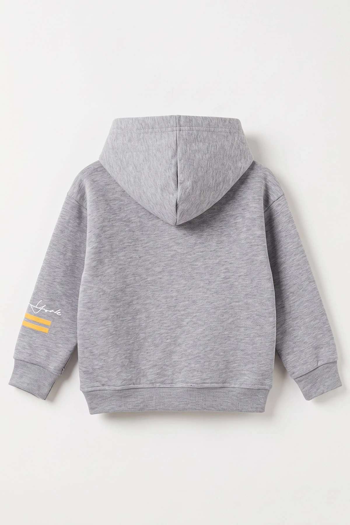 Gri (3-12 Yaş) Baskılı 3 İp Şardonlu Kapüşonlu Erkek Çocuk Sweatshirt 486574