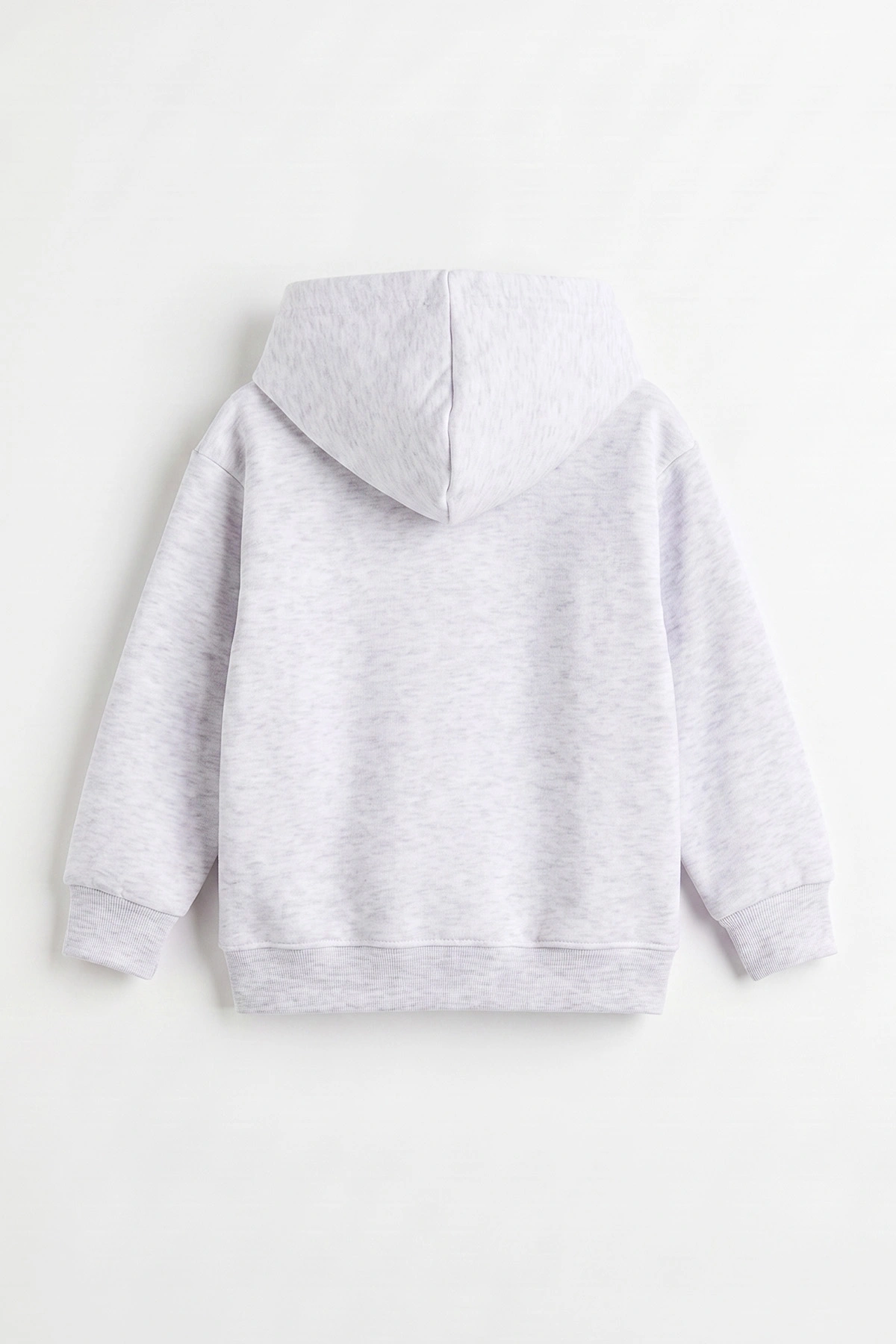 Gri (3-12 Yaş) Baskılı 3 İp Şardonlu Kapüşonlu Kız Çocuk Sweatshirt 473952