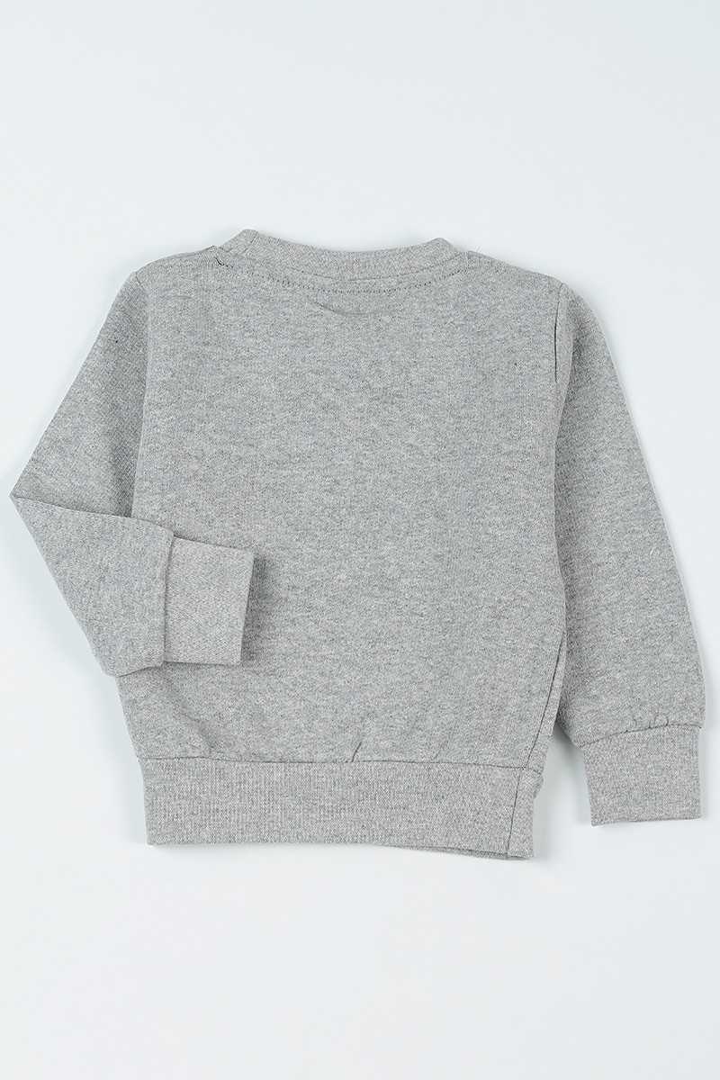 Gri (3-12 Yaş) Baskılı Kız Çocuk Sweatshirt 92740