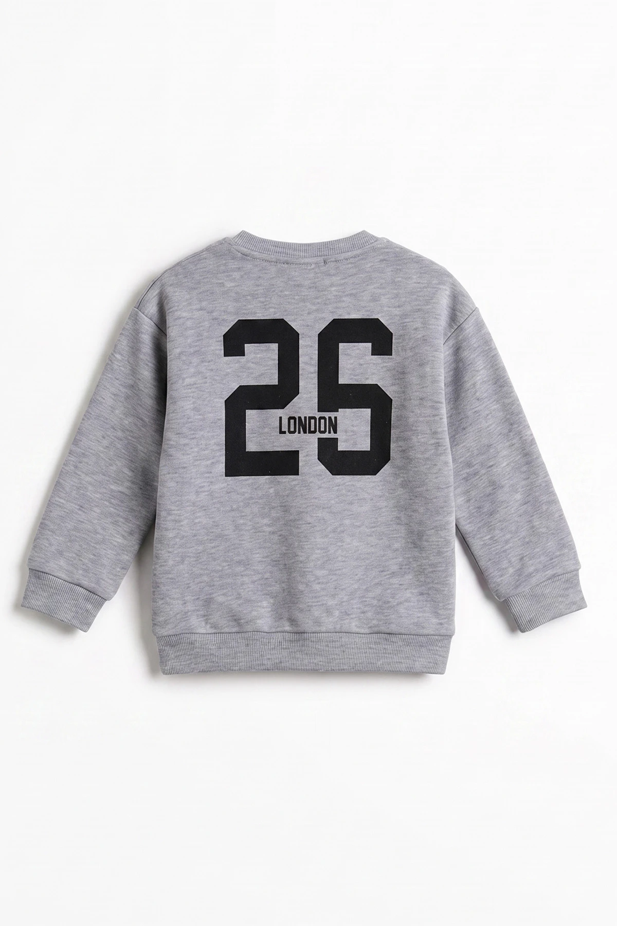 Gri (3-12 Yaş) London  Baskılı 3 İp Şardonlu  Erkek Çocuk Sweatshirt 478996