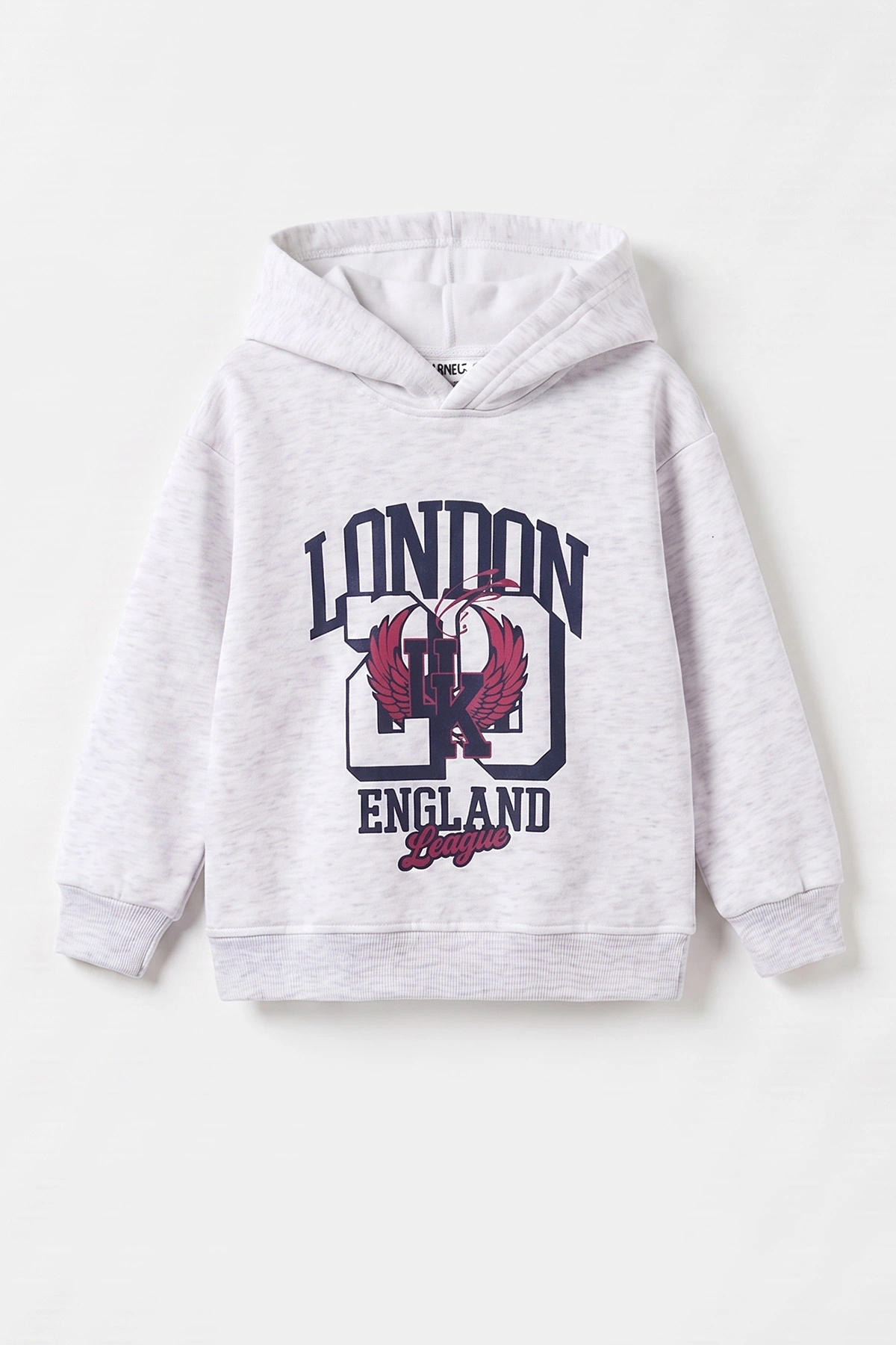 Gri (3-12 Yaş) London Baskılı 3 İp Şardonlu Kapüşonlu Kız Çocuk Sweatshirt 473976