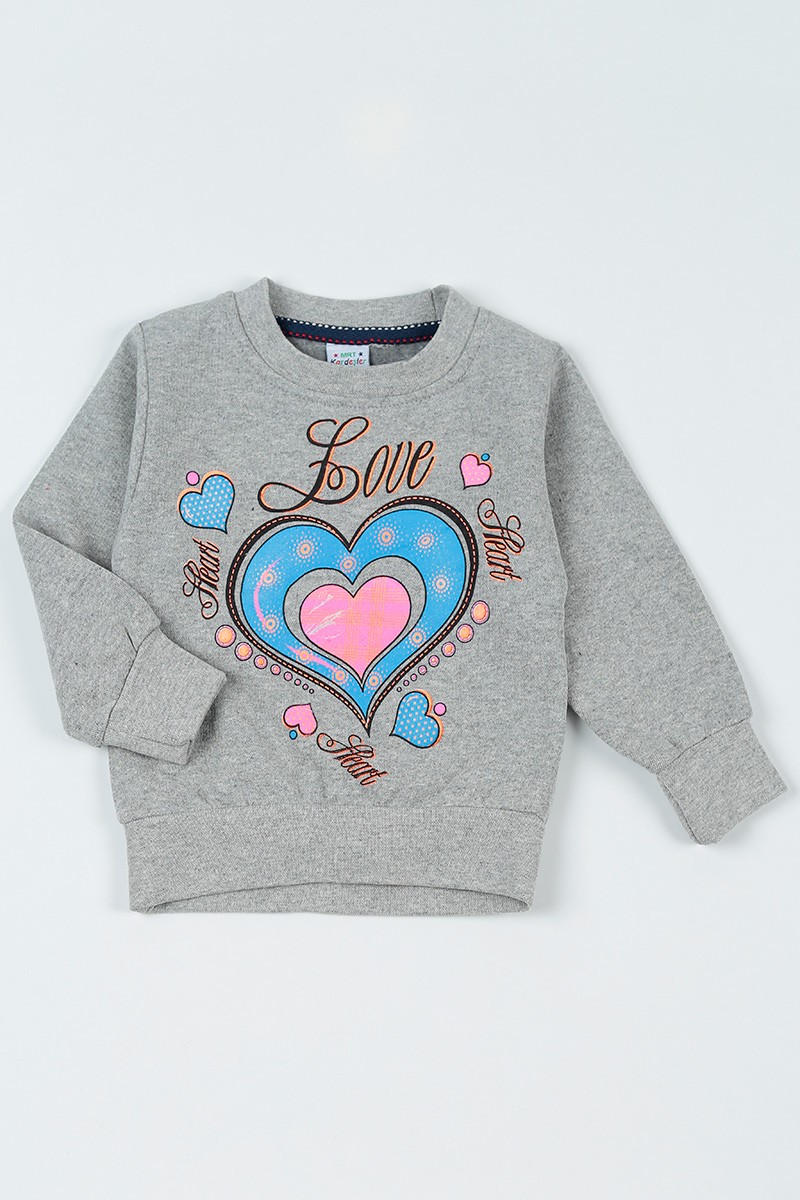 Gri (3-12 Yaş) Love Baskılı Kız Çocuk Sweatshirt 92596