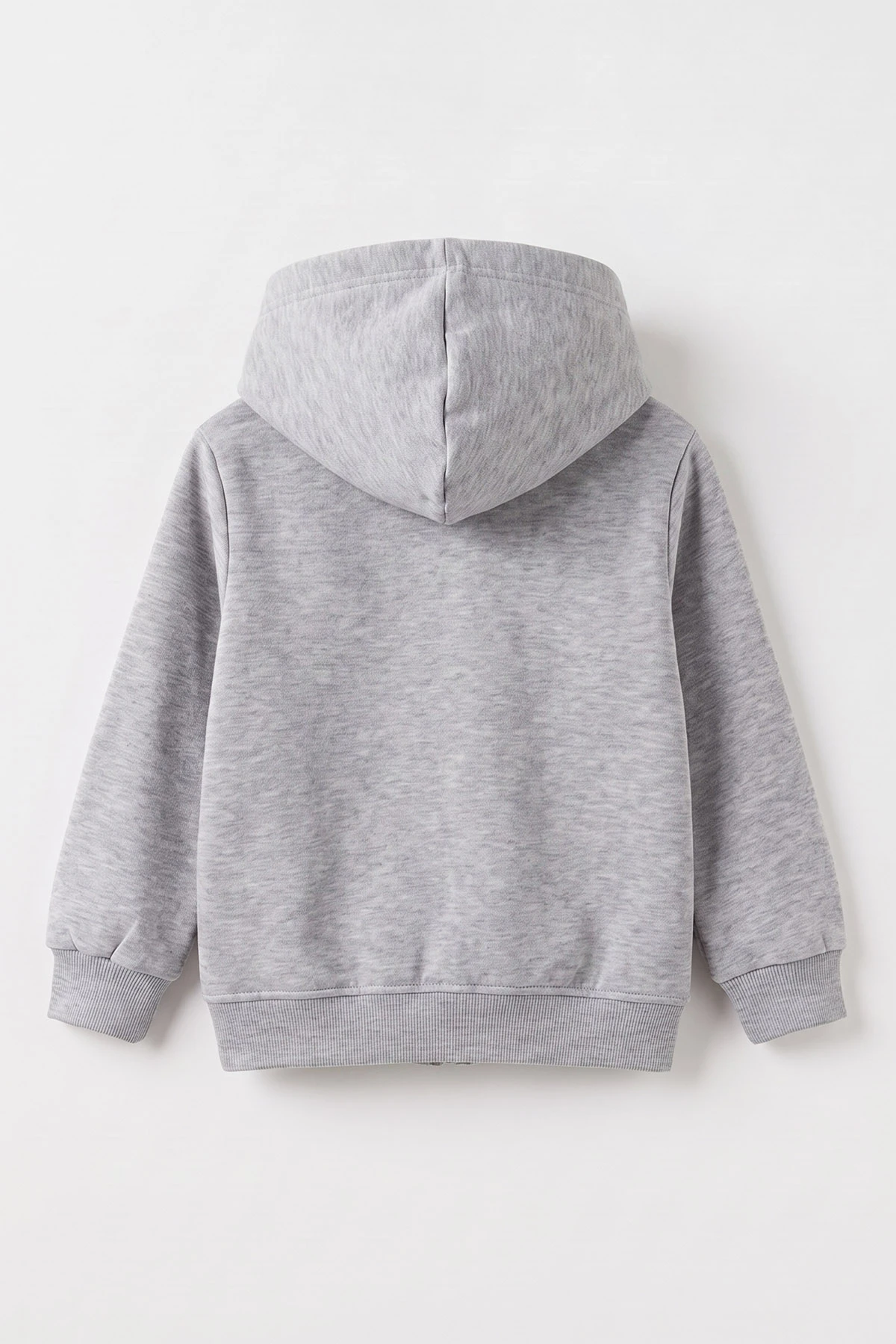Gri (3-12 Yaş) Nakışlı Kapüşonlu Fermuarlı Şardonlu 3 İp Erkek Çocuk Sweatshirt 484136