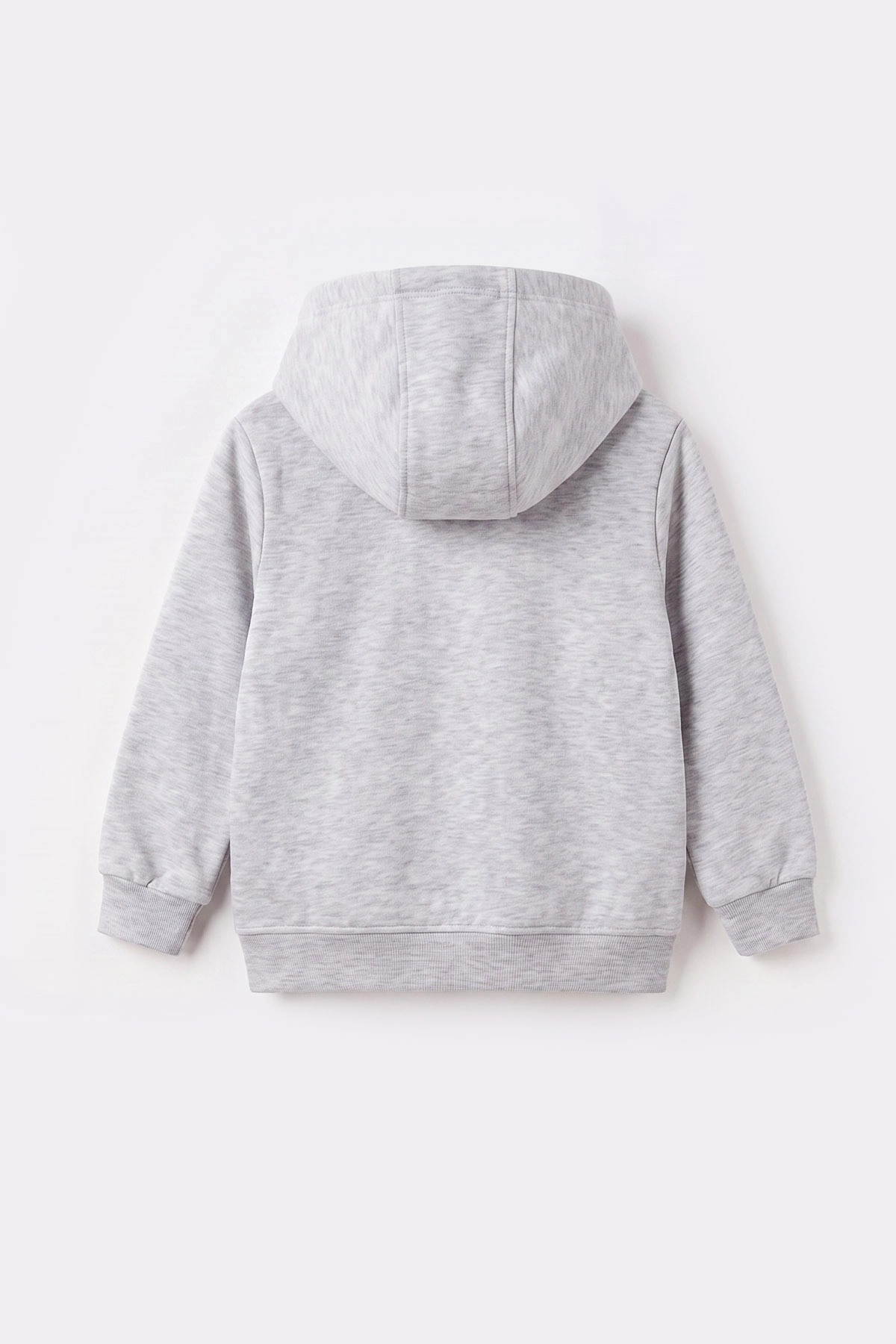 Gri (3-12 Yaş) Noktalı Baskılı Kapüşonlu 3 İp Şardonlu Kız Çocuk Sweatshirt 483902