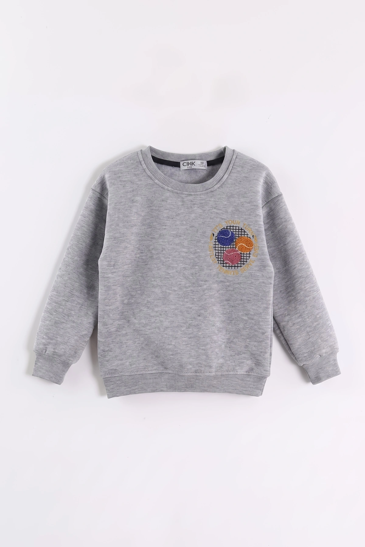 Gri (3-12 Yaş) Süzene Toplu Nakışlı Erkek Çocuk Swatshirt 473805