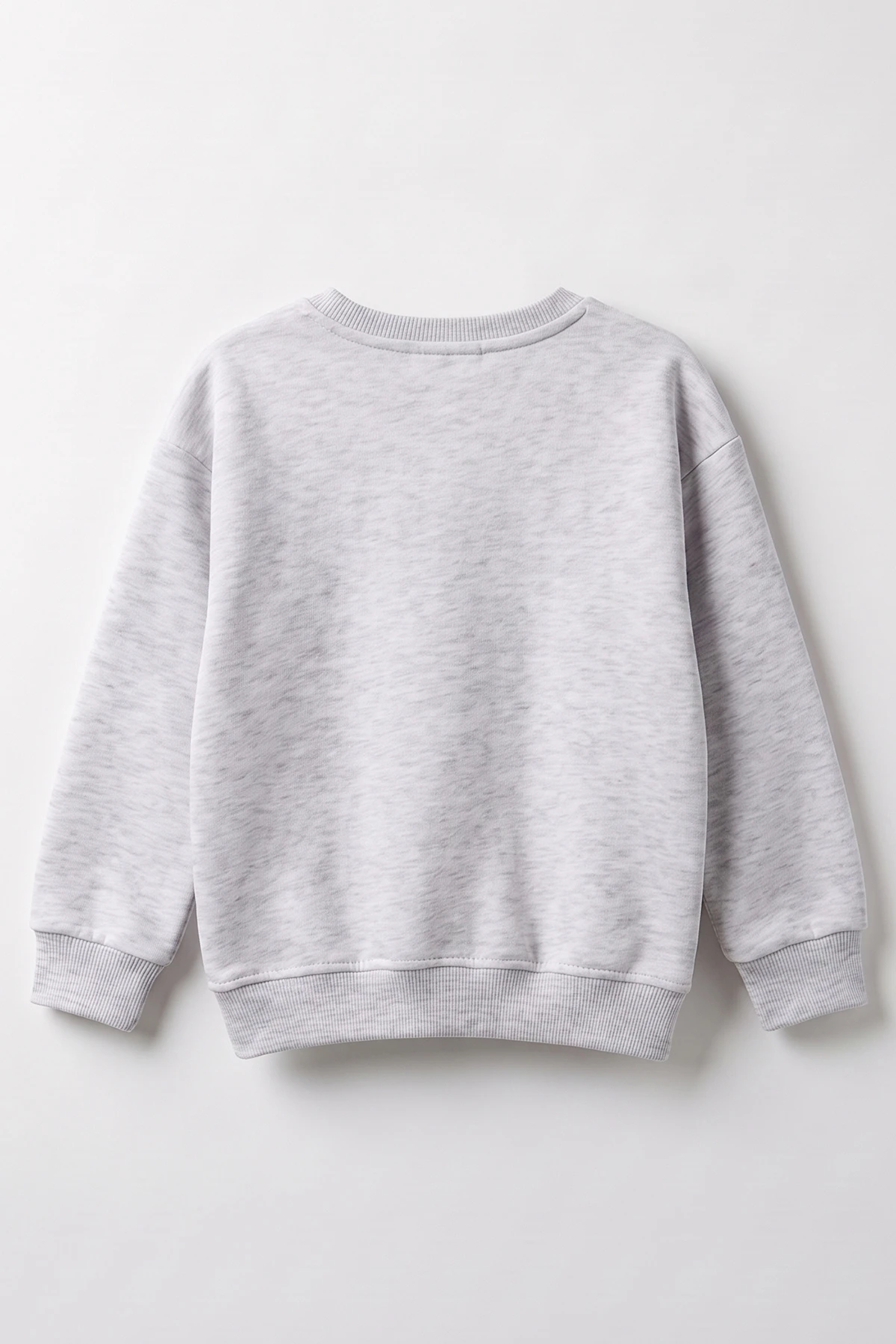 Gri (3-12 Yaş) Yaprak Nakışlı    3 İp Şardonlu Kız Çocuk Sweatshirt 478776