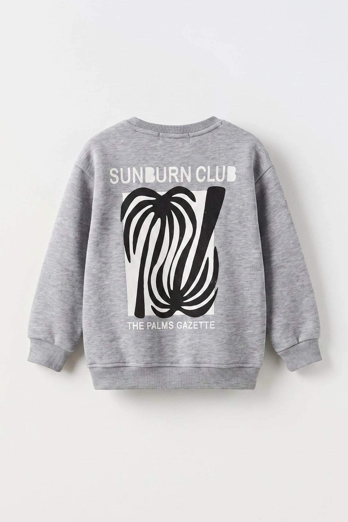 Gri (3-12 Yaş)Palmiye Baskılı 3 İp Şardonlu Erkek Çocuk Sweatshirt 484130