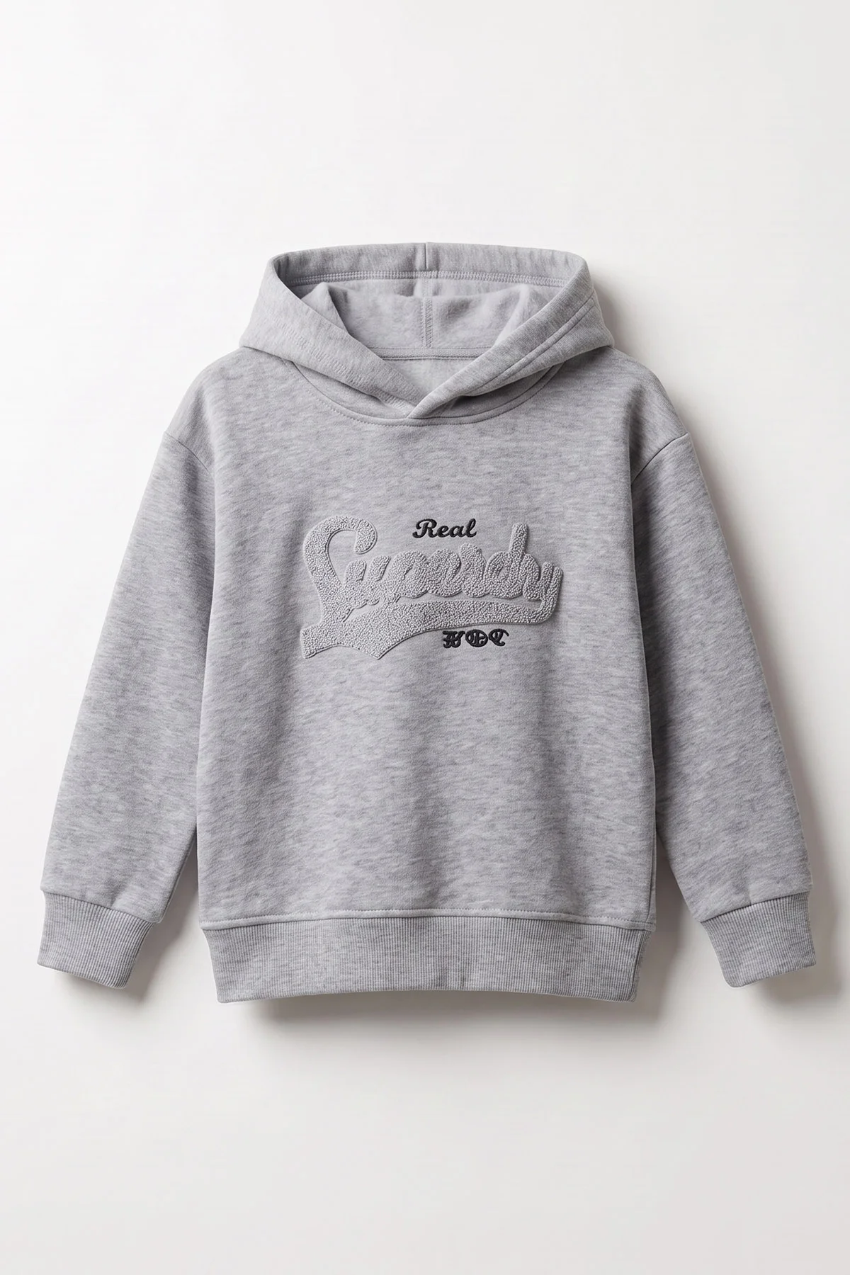 Gri (3-12 Yaş)Süzene Superday Nakışlı ve Kapüşonlu 3 İp Şardonlu Erkek Çocuk Sweatshirt 478641