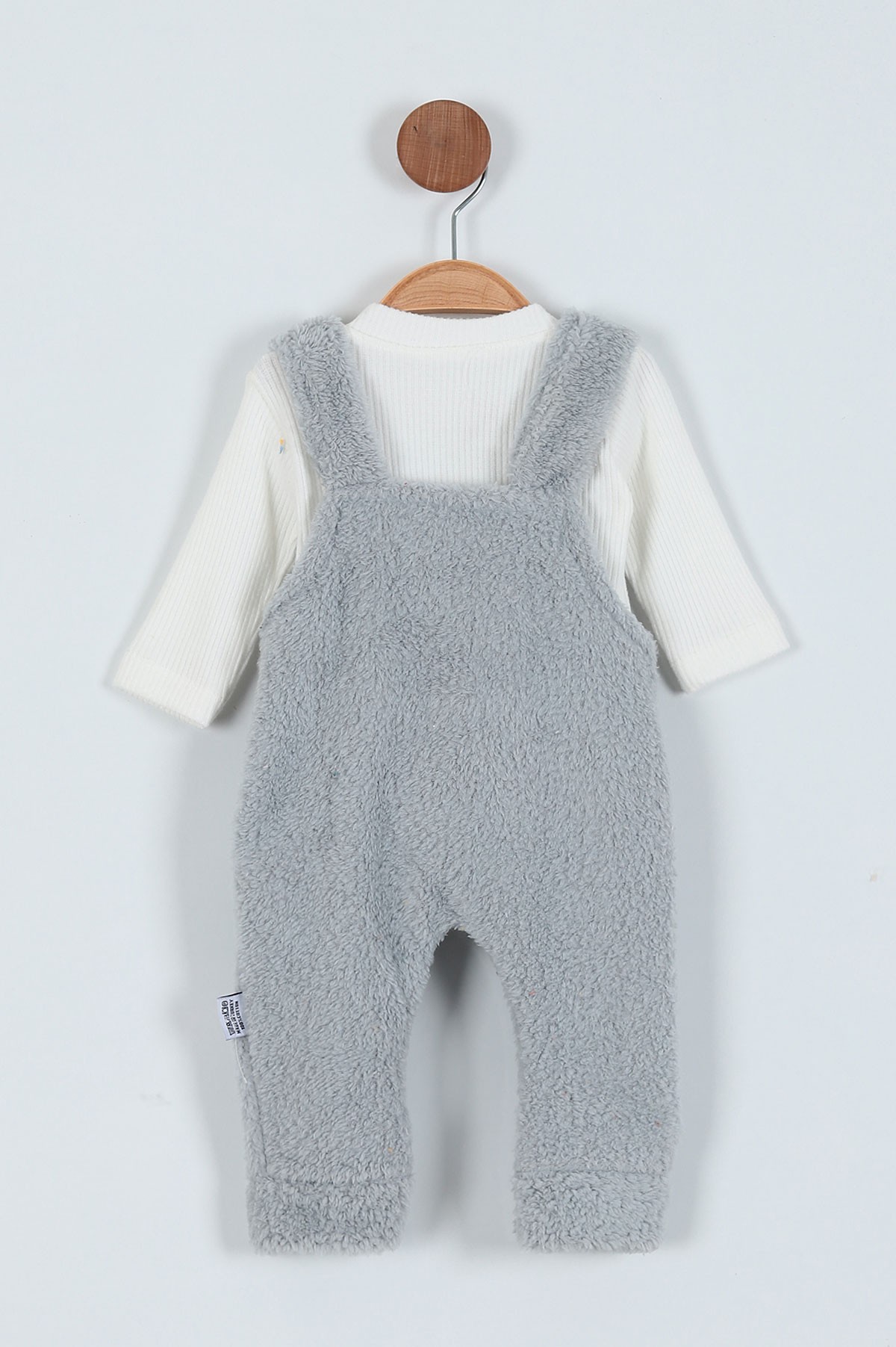 Gri (3-15 Ay) Ayı Oyuncaklı Welsoft İkili Erkek Bebe Salopet 220534