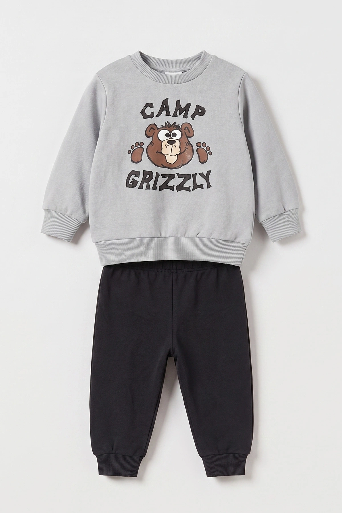 Gri (3-18 Ay) Camp Baskılı 2 İp Erkek Bebek Mevsimlik Takım 481170