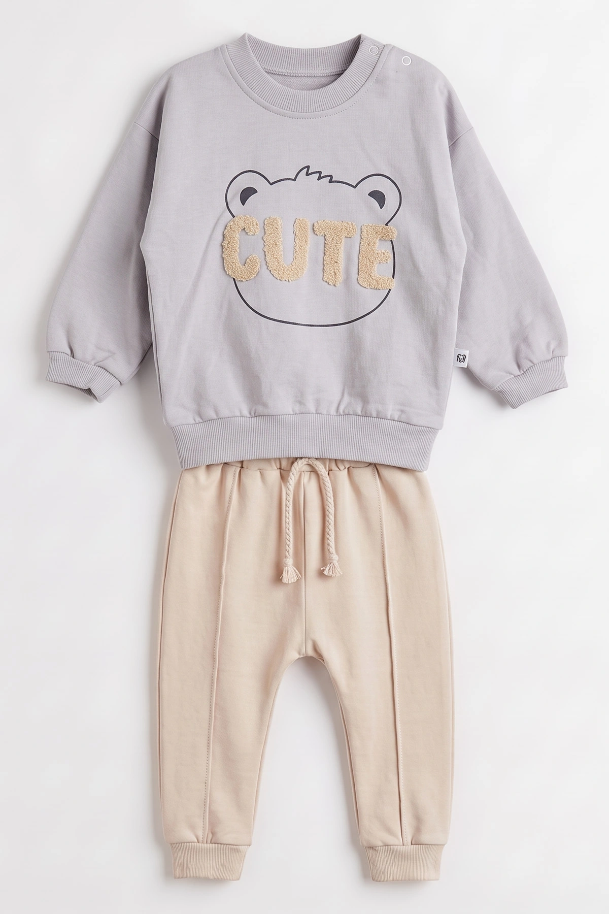 Gri (3-24 Ay) Cute Nakışlı 2 İp Erkek Bebek Mevsimlik Takım 482181