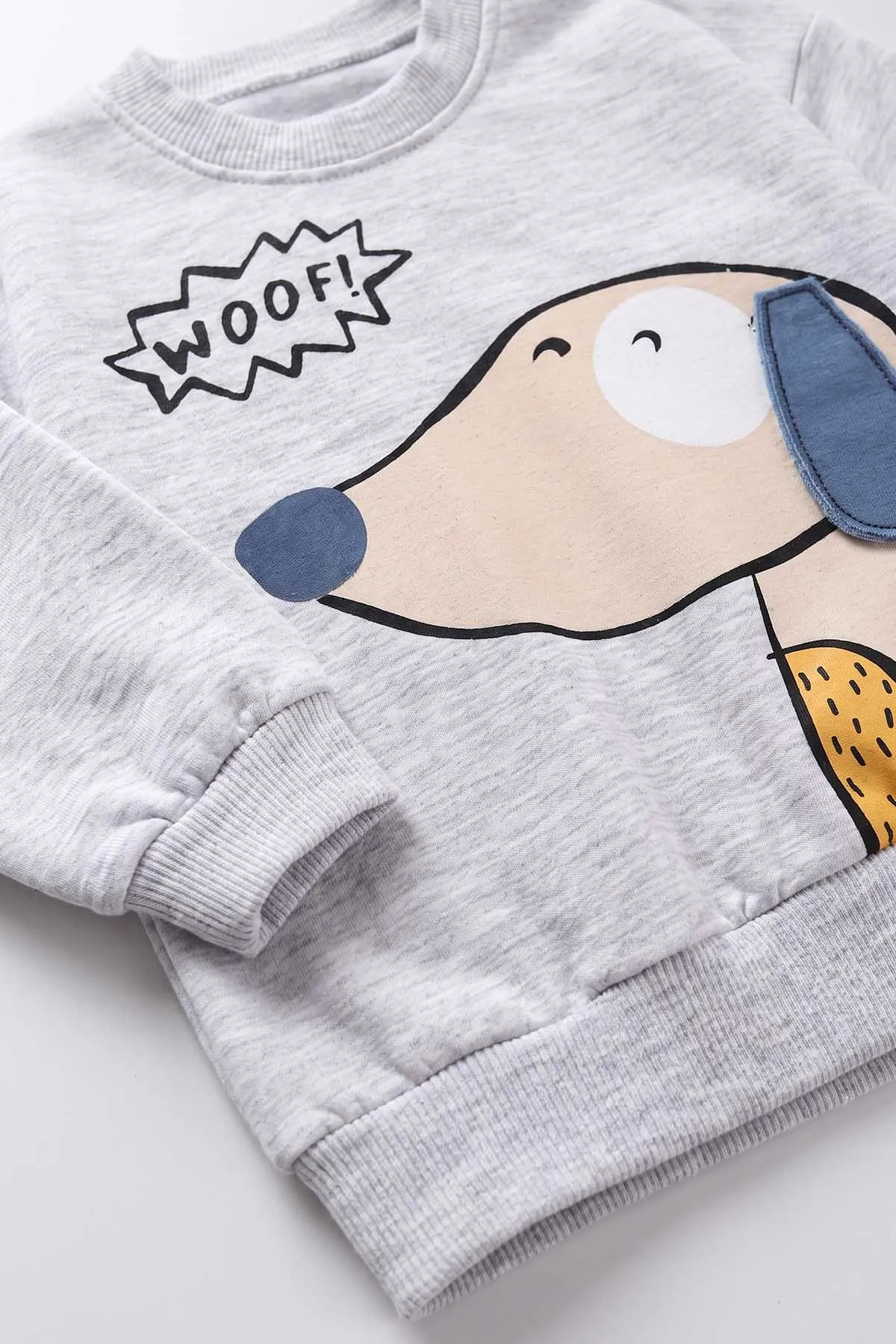 Gri (3-24 Ay) Woof Baskılı 2 İp  Alt Çimalı Erkek Bebek Takım 480844