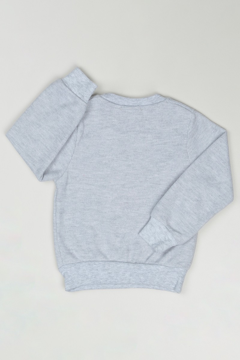 Gri (3-7 Yaş) Fashion Baskılı Kız Çocuk Sweatshirt 84808