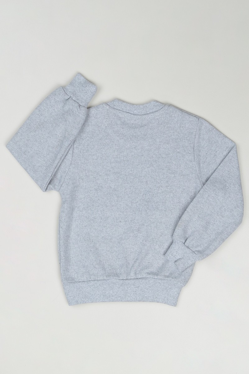 Gri (3-7 Yaş) No War Baskılı Erkek Çocuk Sweatshirt 84754