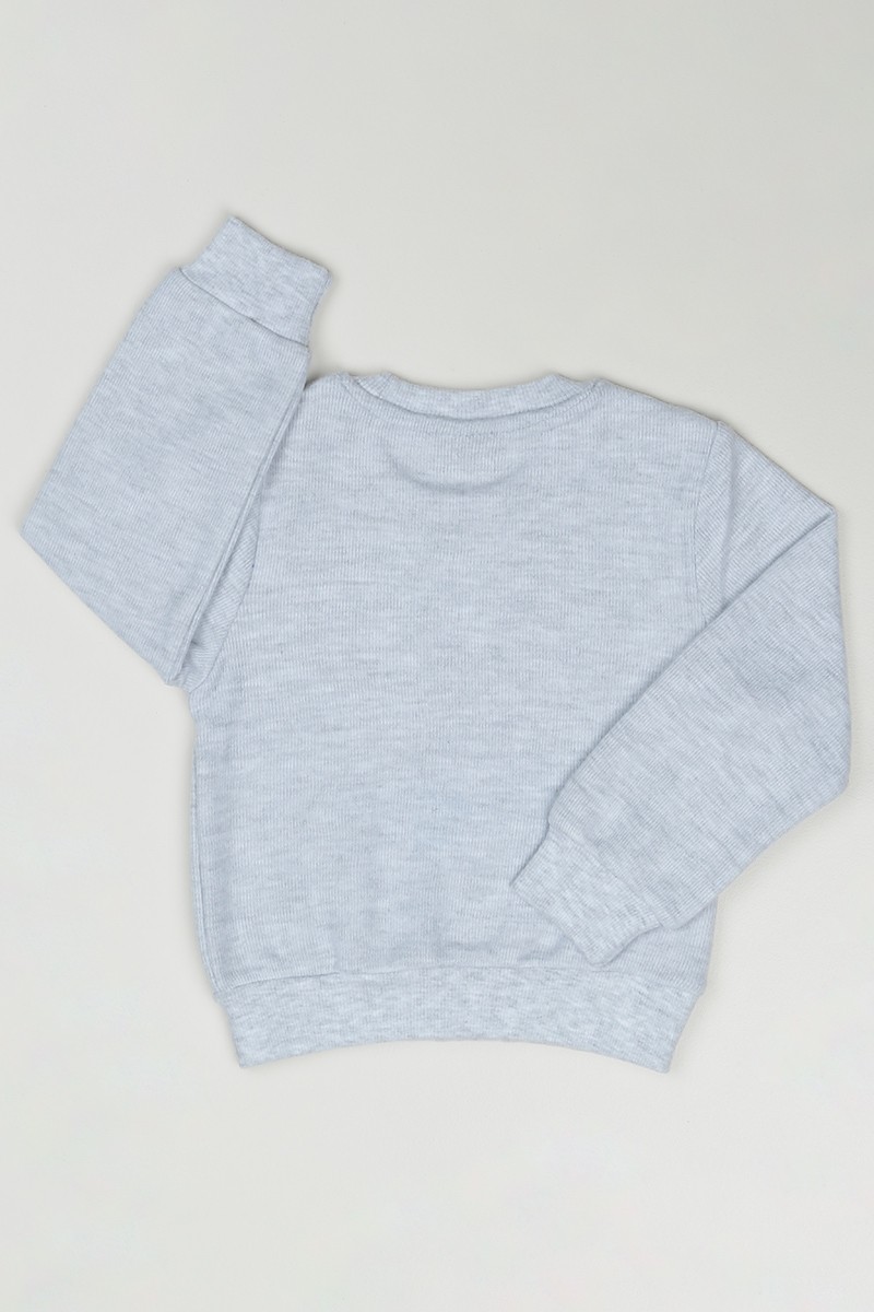 Gri (3-7 Yaş) Yıldız Baskılı Kız Çocuk Sweatshirt 84765