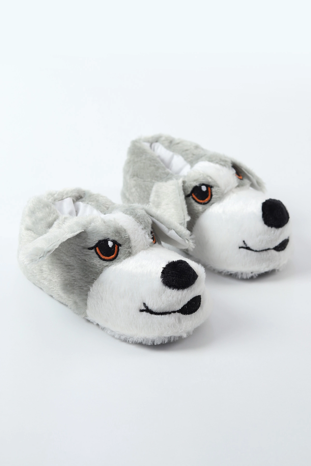 Gri ( 30 - 35 ) Köpek Figürlü Peluş Kız Çocuk Panduf 490453