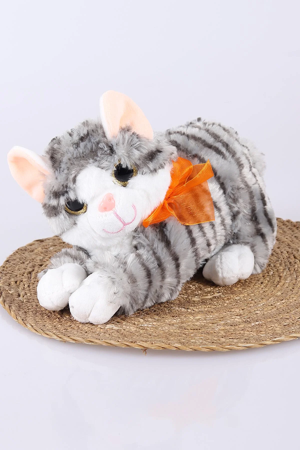 Gri 30 Cm İri Gözlü Sesli Peluş Kedi Oyuncağı 427002