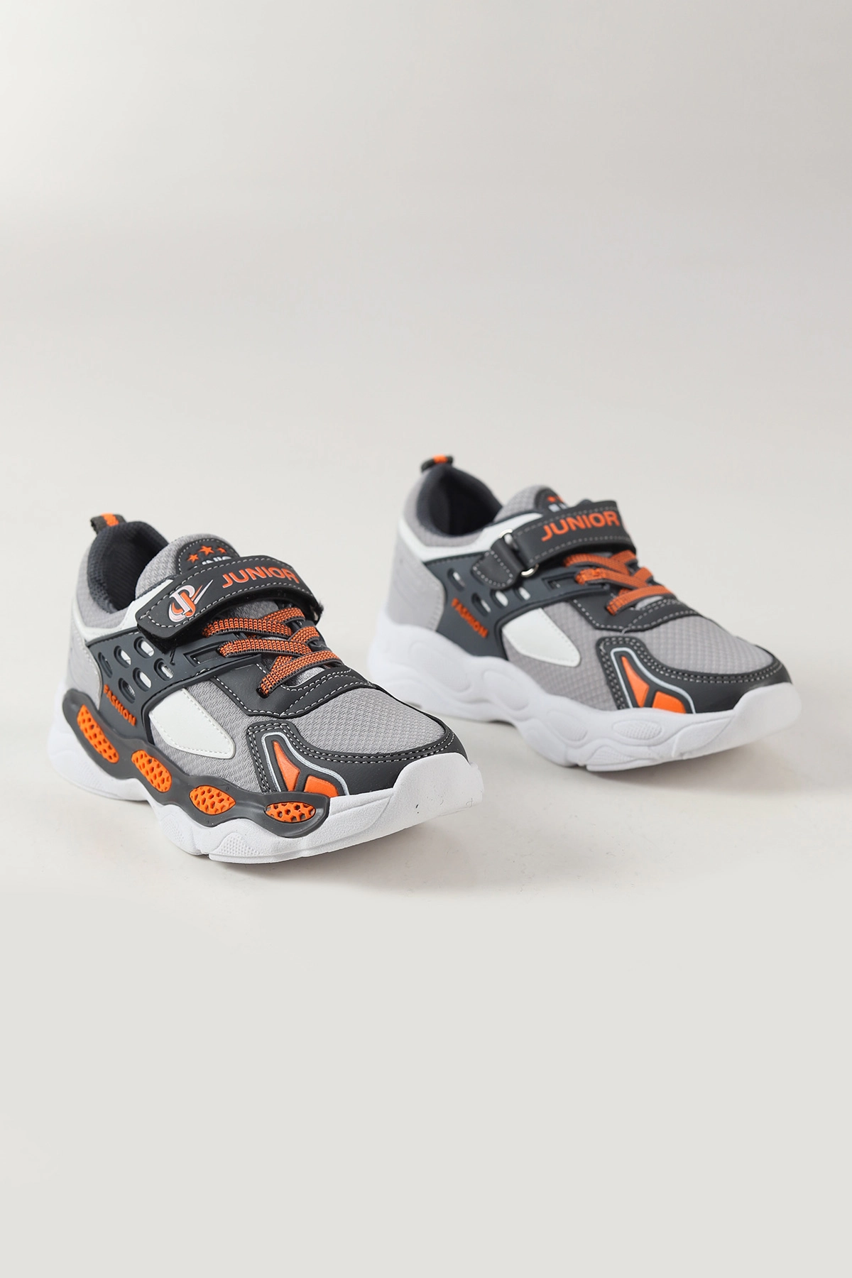 Gri ( 31 - 35 ) Cırt Bantlı Bağcıklı Erkek Çocuk Spor Ayakkabı 465350