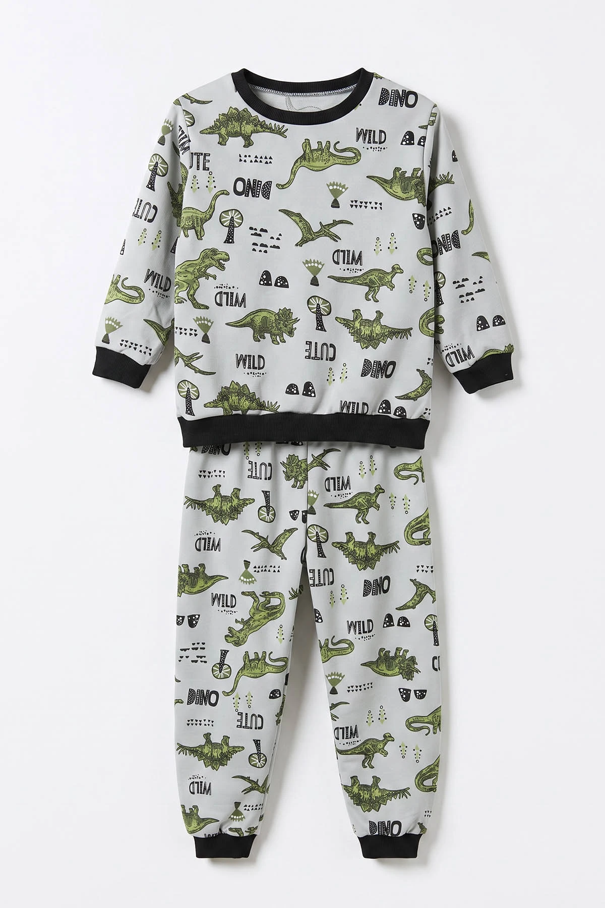 Gri (4-10 Yaş) Desenli 2 İp Erkek Çocuk Pijama Takım 483337