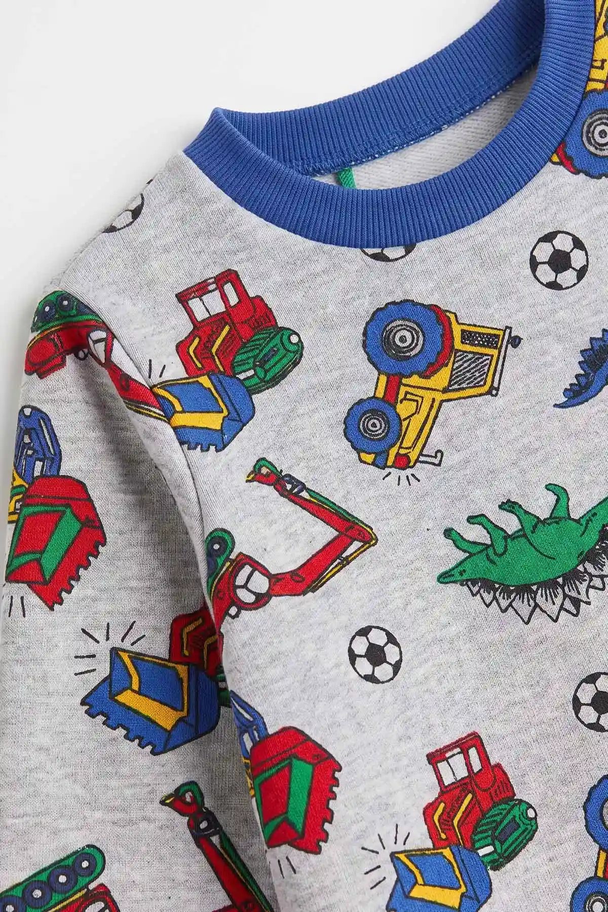 Gri (4-10 Yaş) Desenli 2 İp Erkek Çocuk Pijama Takım 483709