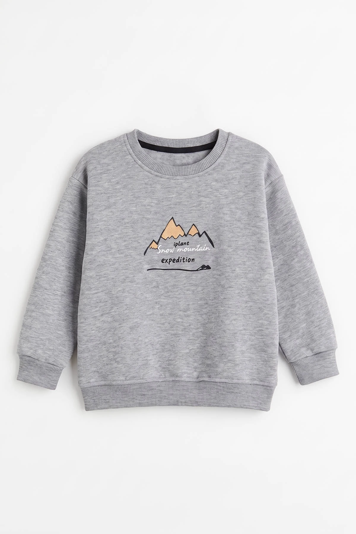Gri (4-12 Yaş) 3 İplik Şardonlu Erkek Çocuk Sweatshirt 495871