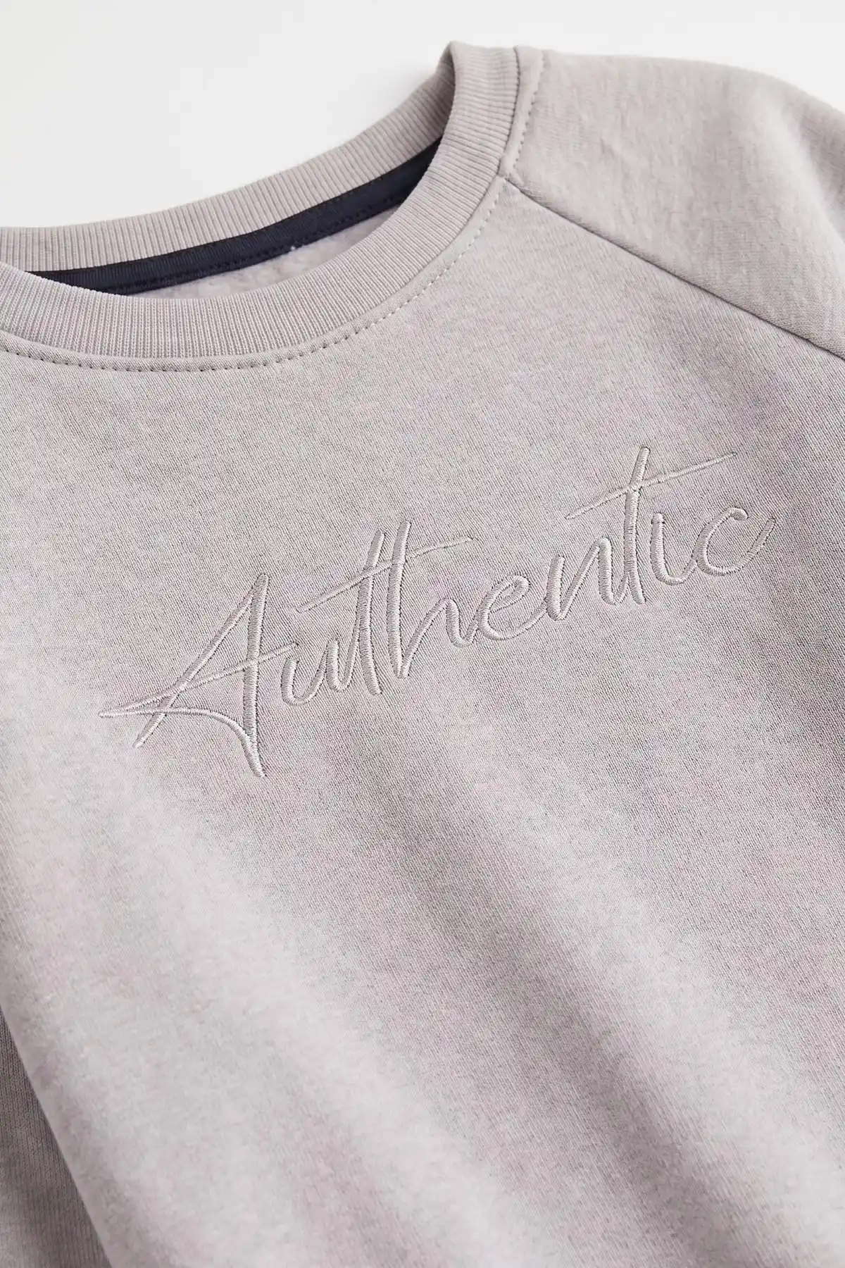 Gri (4-12 Yaş ) Authentic Nakışlı 3 İp Şardonlu Erkek Çocuk Sweatshirt 486635