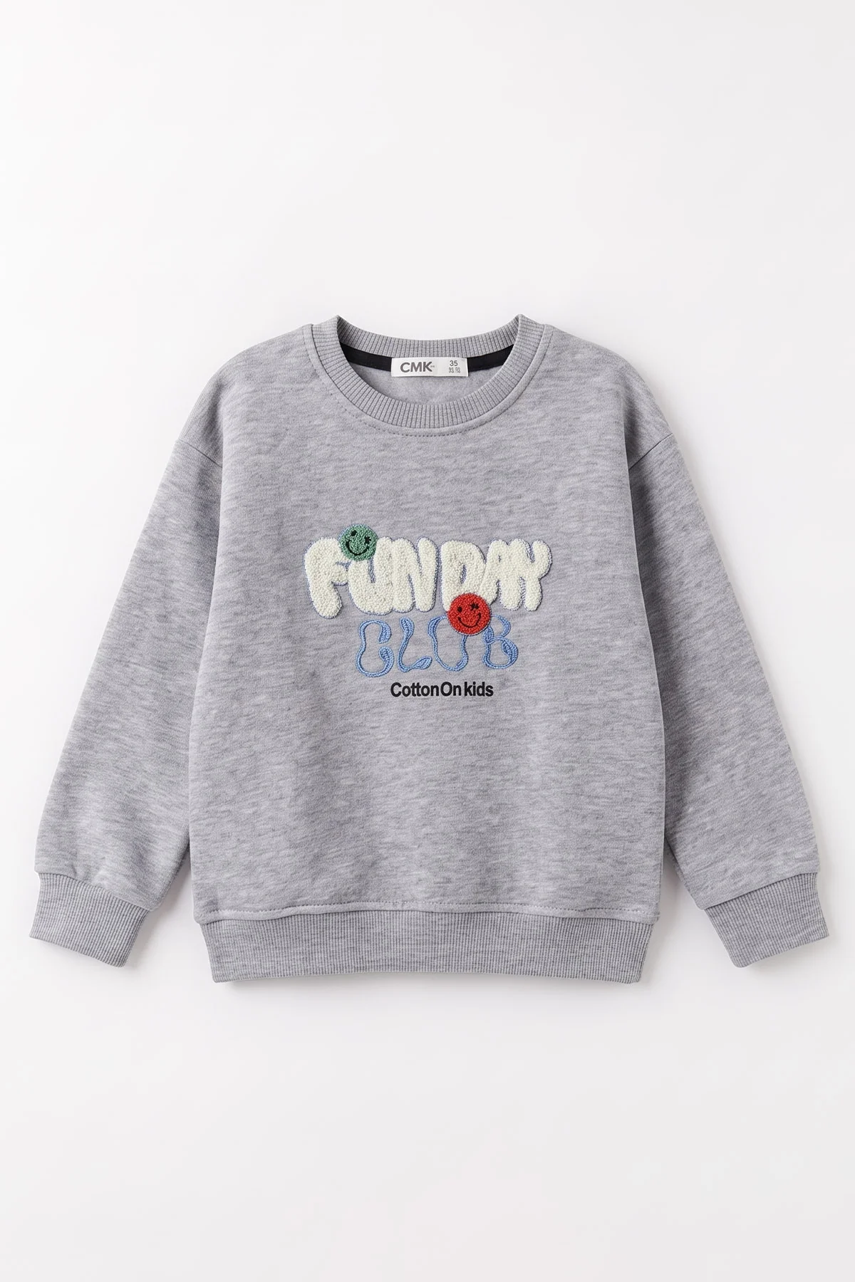 Gri (4-12 Yaş) Süzene Nakışlı İçi Şardonlu Erkek Çocuk Sweatshirt 495866