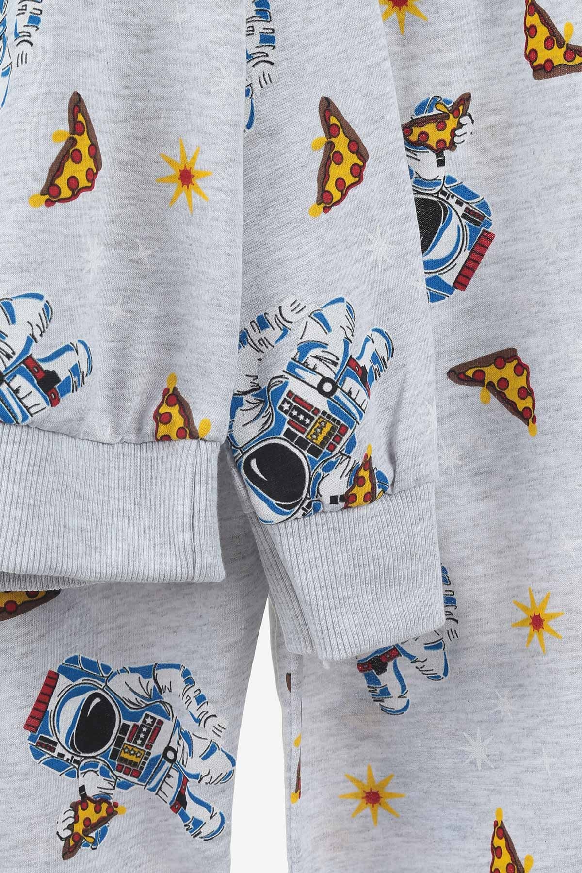 Gri (4-13 Yaş) Astronot Pizza Baskılı Erkek Çocuk Takım 137599