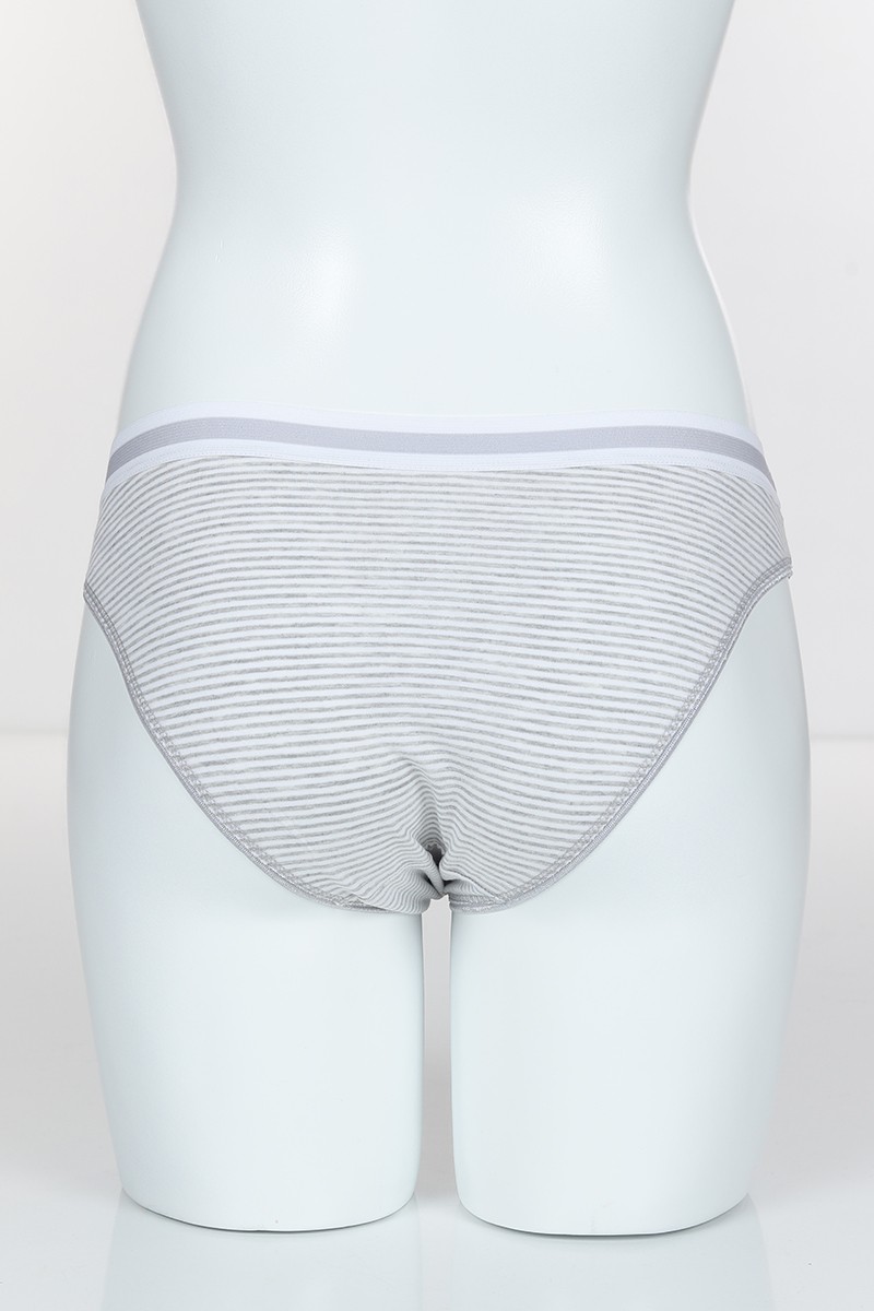 Gri 4316 Bikini Love Baskılı Çizgili Külot 102265