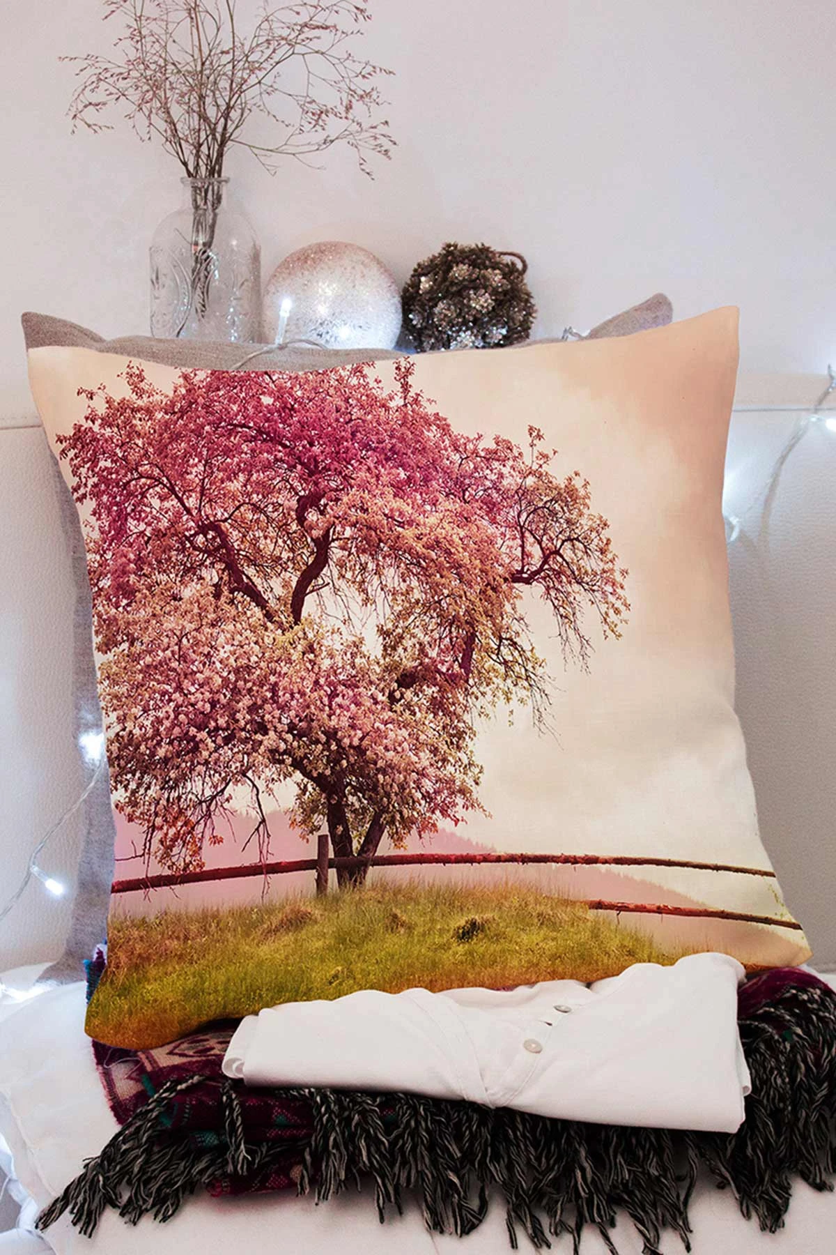 Gül Kurusu 43x43 Dijital Baskılı Fermuarlı Modern Kırlent Kılıfı 272764