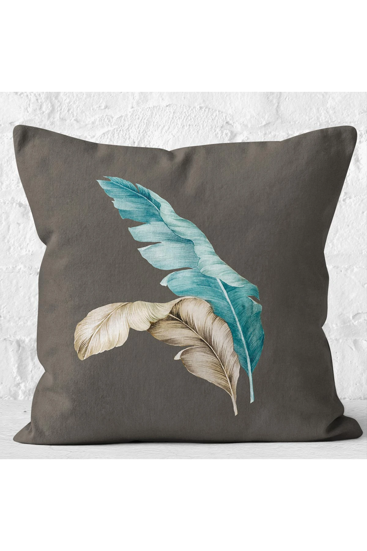 Antrasit 43x43 Dijital Baskılı Fermuarlı Modern Kırlent Kılıfı 272774