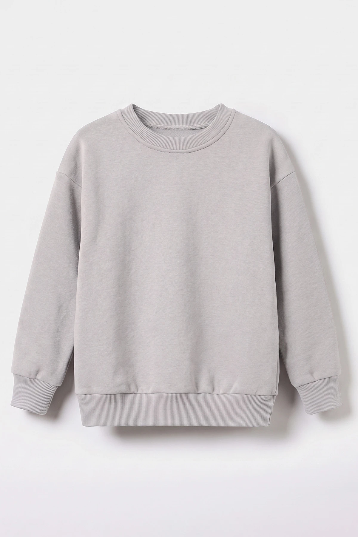 Gri (5-12 Yaş) Baskısız Düz 3 İp Şardonlu Erkek Çocuk Sweatshirt 483589