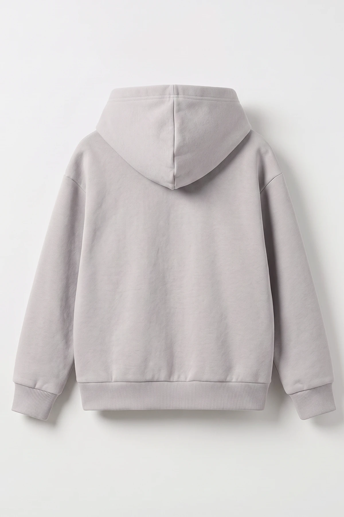 Gri (5-12 Yaş) Baskısız Fermuarlı Kapüşonlu 3 ip Şardonlu Erkek Çocuk Sweatshirt 483577
