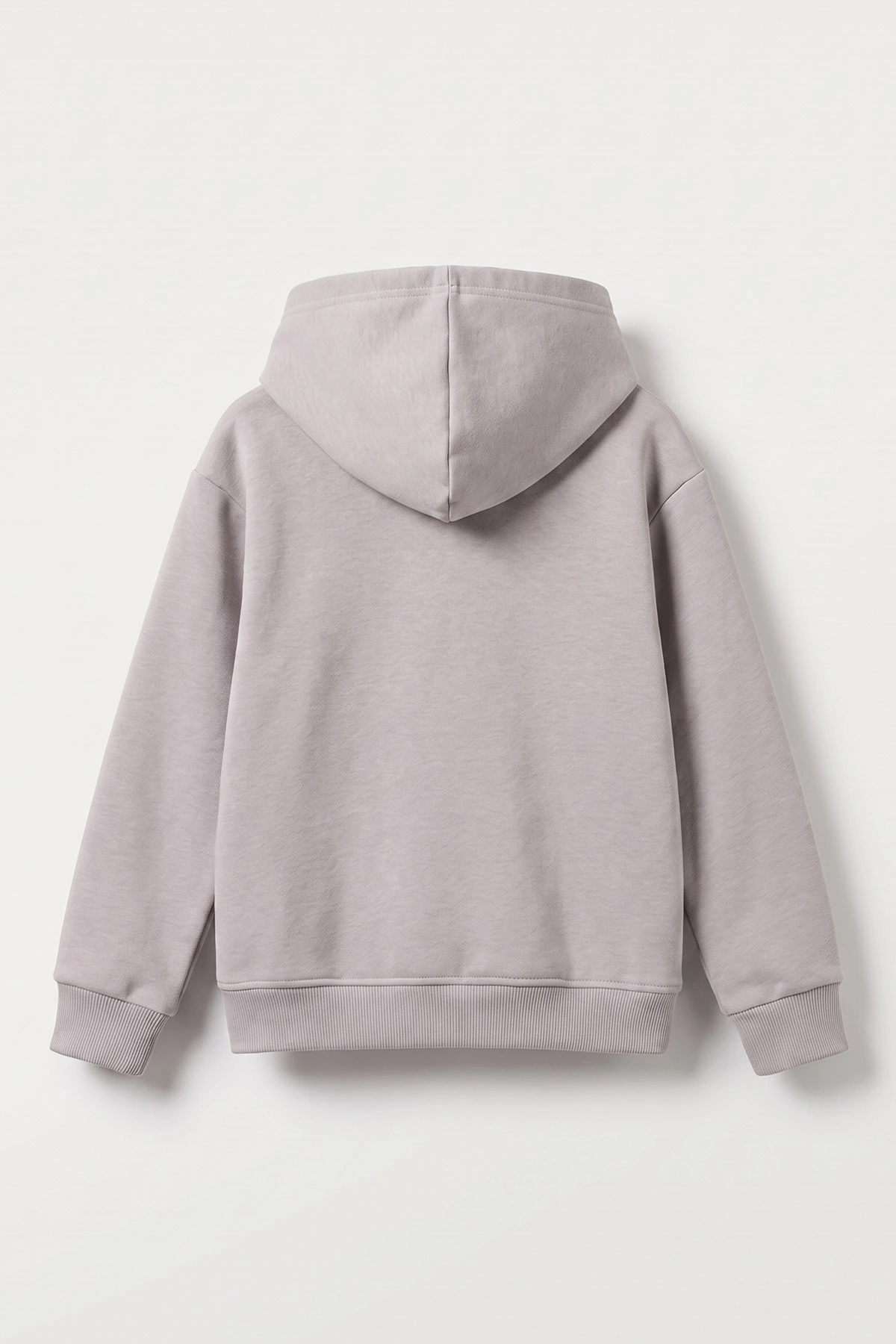 Gri (5-12 Yaş) Baskısız Kapüşonlu 3 İp Şardonlu Erkek Çocuk Sweatshirt 481764