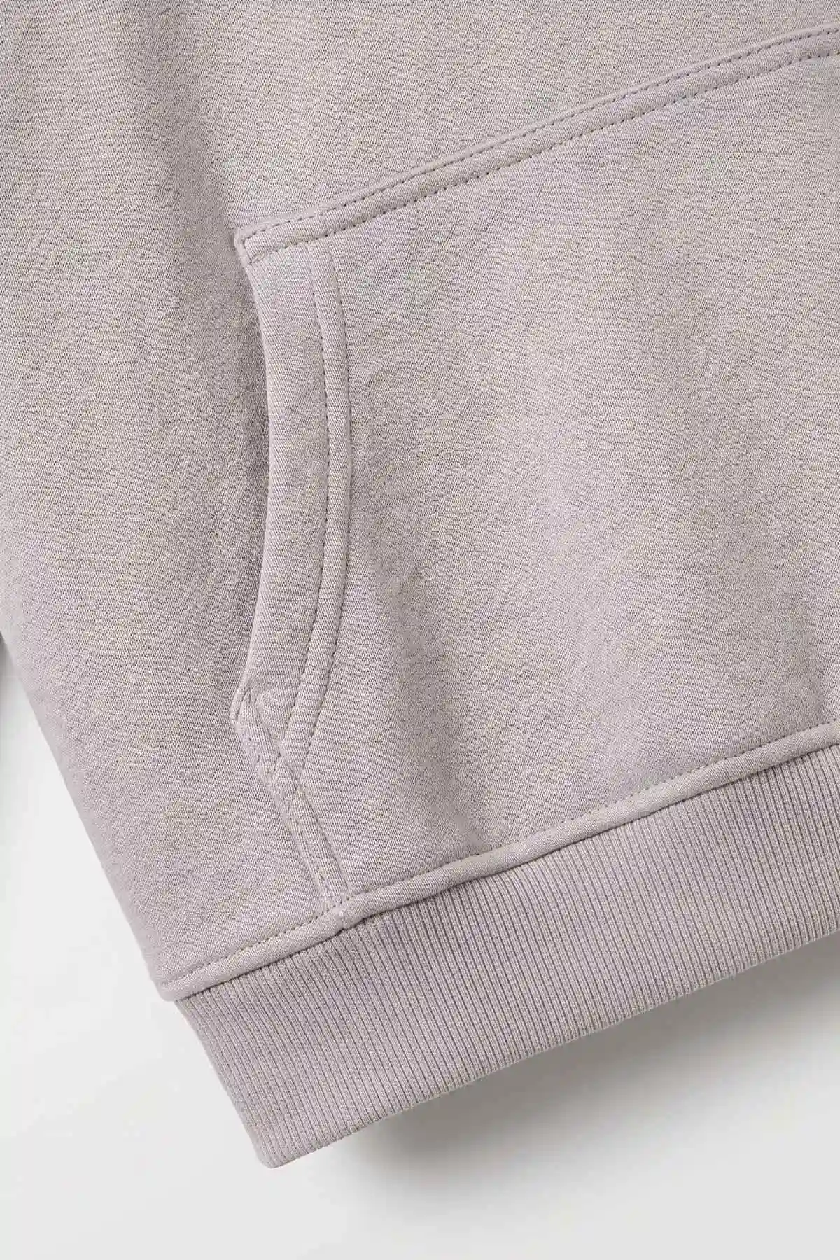 Gri (5-12 Yaş) Baskısız Kapüşonlu 3 İp Şardonlu Erkek Çocuk Sweatshirt 481764