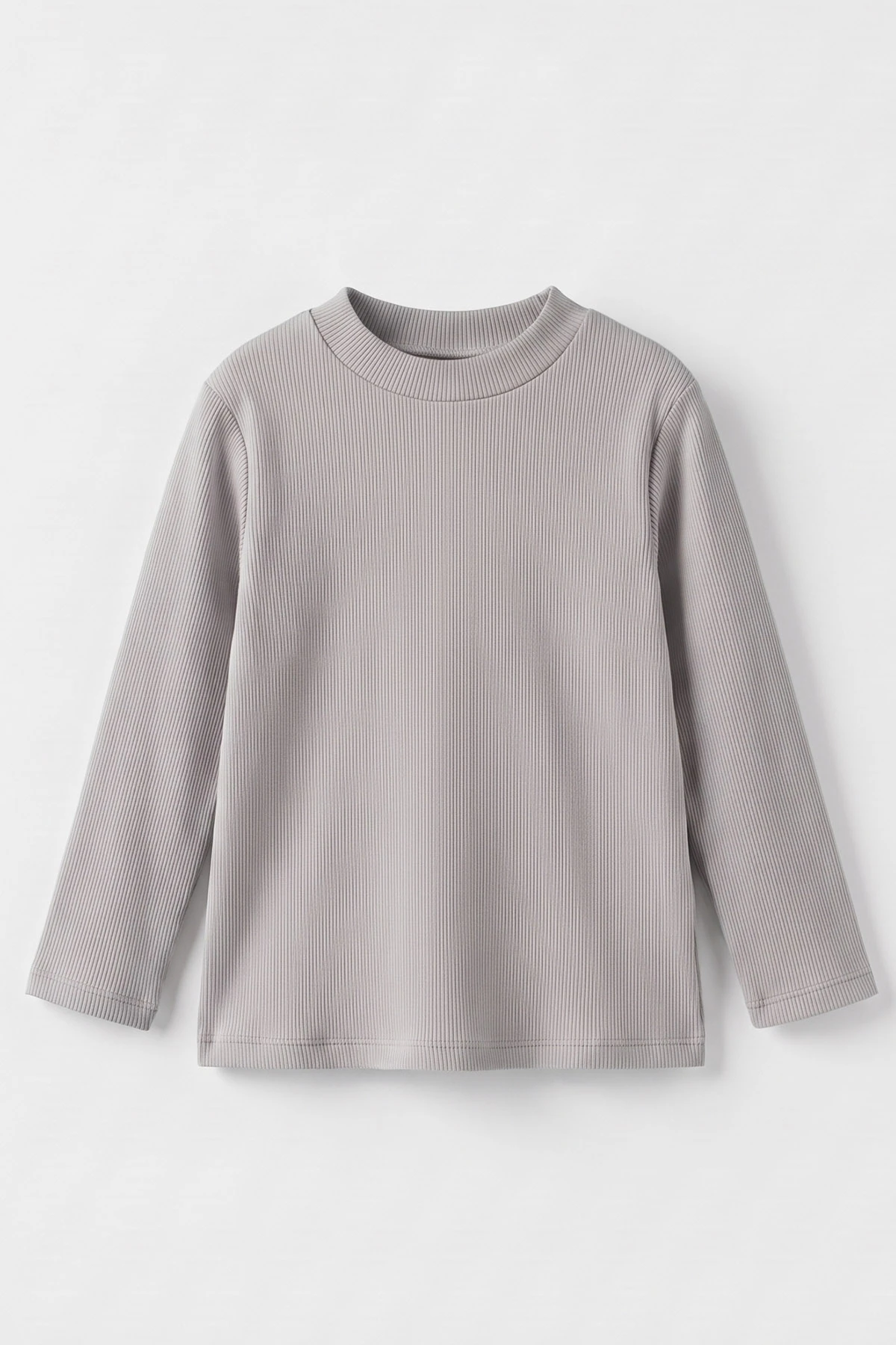 Gri (5-12 Yaş) Yarım Balıkçı Yaka Kaşkorse Çocuk Body Sweatshirt 495478