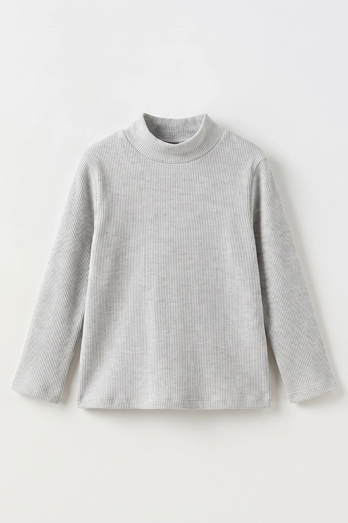 Gri (5-12 Yaş) Yarım Balıkçı Yaka Kaşkorse Kız Çocuk Body Sweatshirt 493049