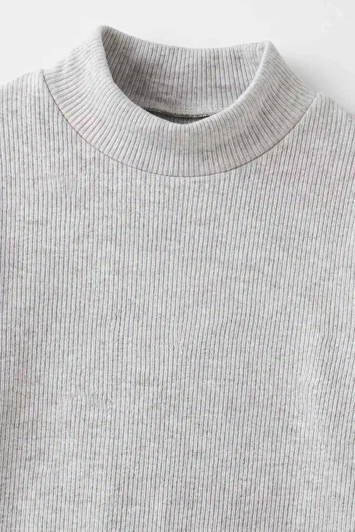 Gri (5-12 Yaş) Yarım Balıkçı Yaka Kaşkorse Kız Çocuk Body Sweatshirt 493049