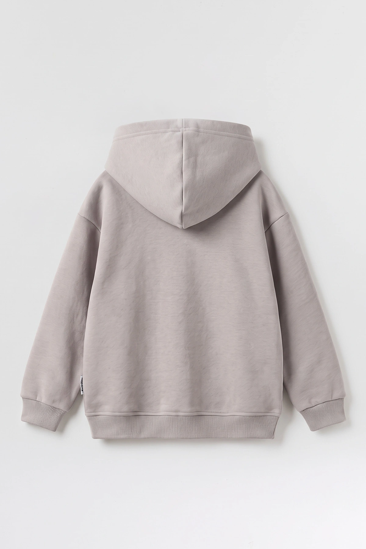 Gri (5-12 Yaş)Kapüşonlu Baskısız Üç İp Şardonlu Erkek Çocuk Sweatshirt 492186