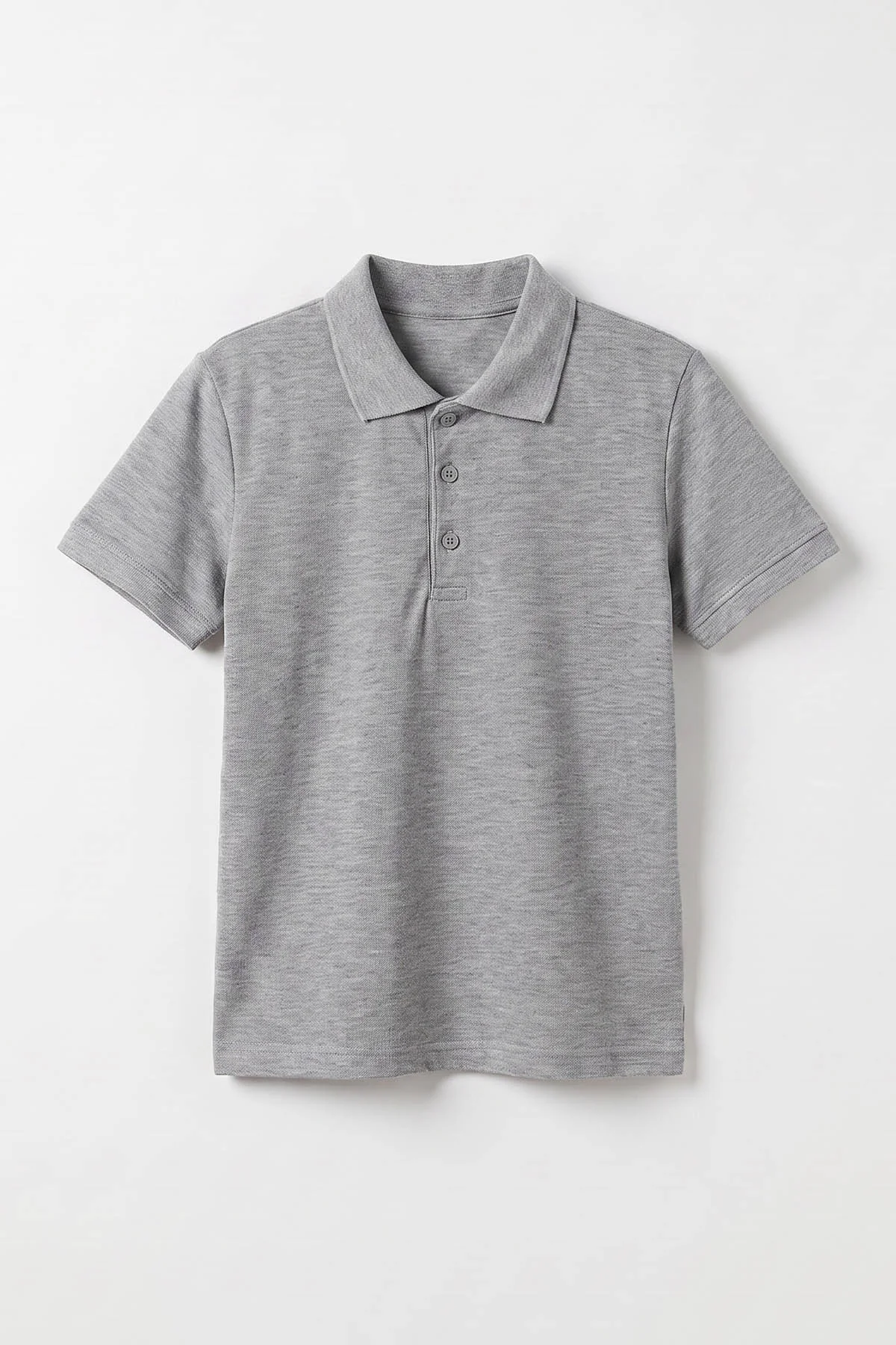 Gri (5-13 Yaş) Kısa Kol Polo Yaka Unisex Çocuk Okul Tişörtü 480887