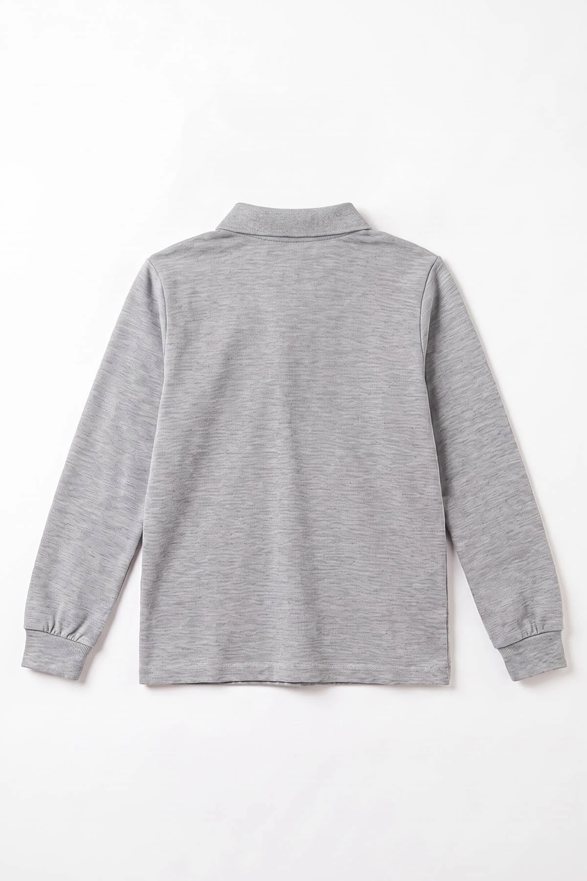 Gri (5-13 Yaş) Uzun Kol Polo Yaka Unisex Çocuk Okul Sweatshirt 493730