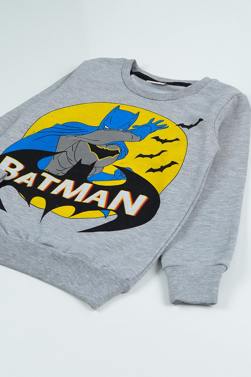Gri (5-8 Yaş) Batman Baskılı Çantalı Erkek Çocuk Takım 96698