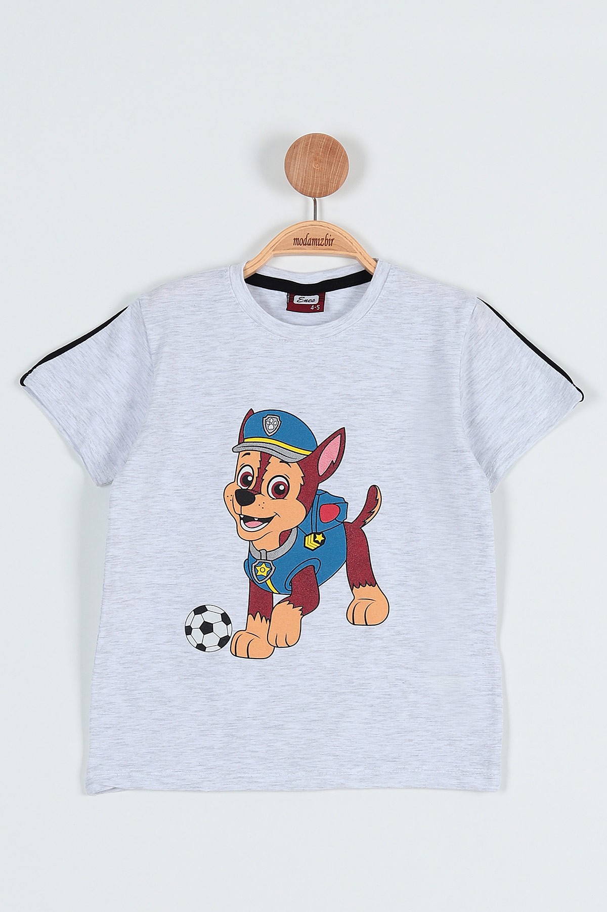 Gri (5-8 Yaş) Köpek Top Baskılı Erkek Çocuk Tişört 185398