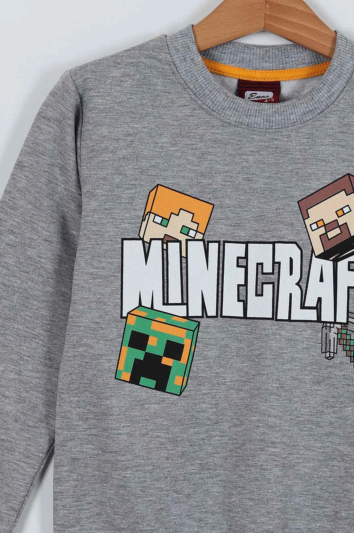 Gri (5-8 Yaş) Minecraft Baskılı Erkek Çocuk Sweat 235990