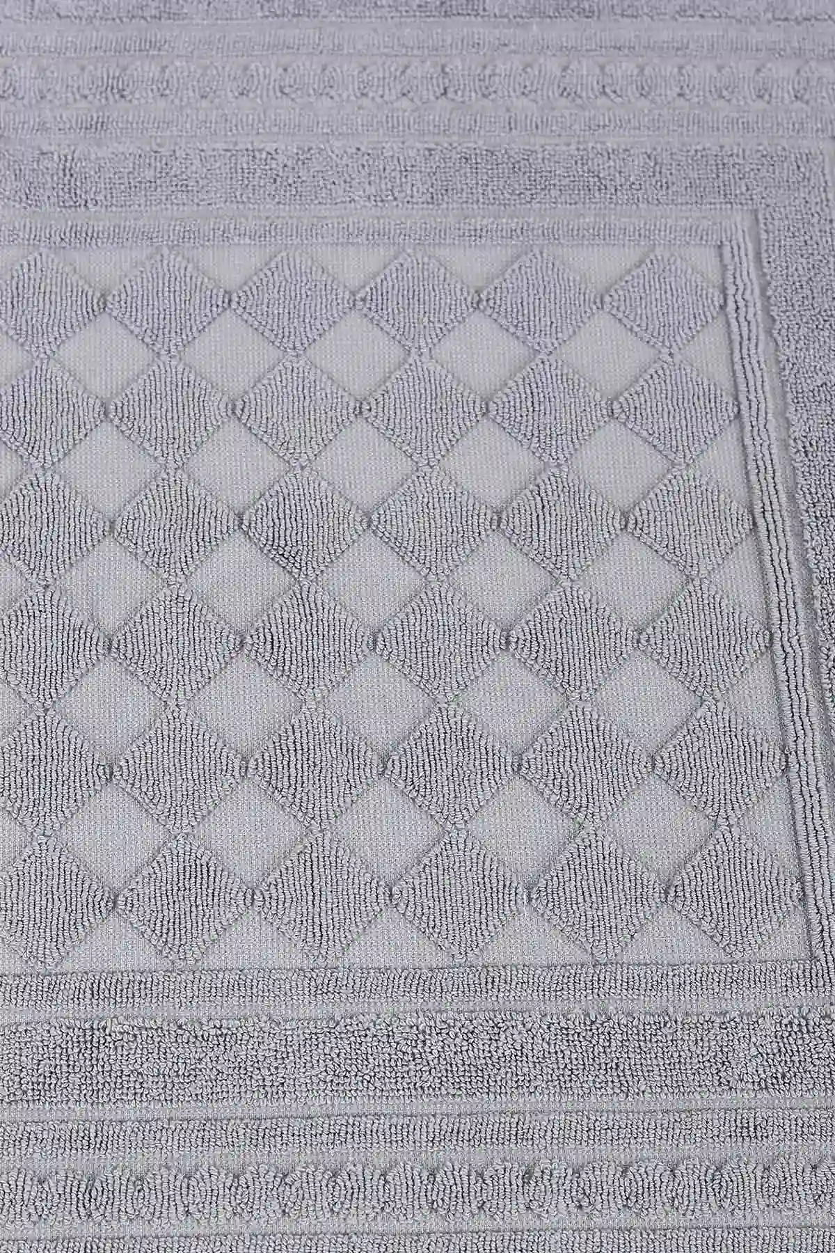 Gri 50x70 Cm Piramit Desenli Jakarlı Ayak Havlusu 448890