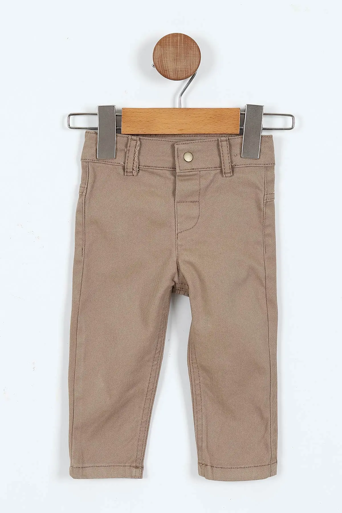 Gri (6-24 Ay) Baskılı Bodyli  Triko Ceketli Gabardin Pantolonlu Erkek Bebek 3'lü Takım 408451