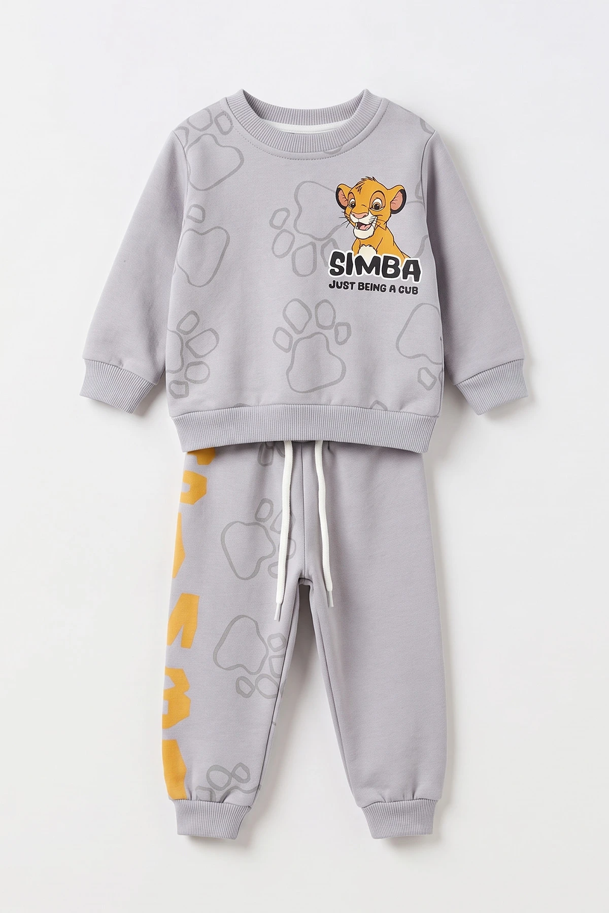 Gri (6-24 Ay) Simba Baskılı 3 İp Şardonlu Erkek Bebek Kışlık Takım 497381