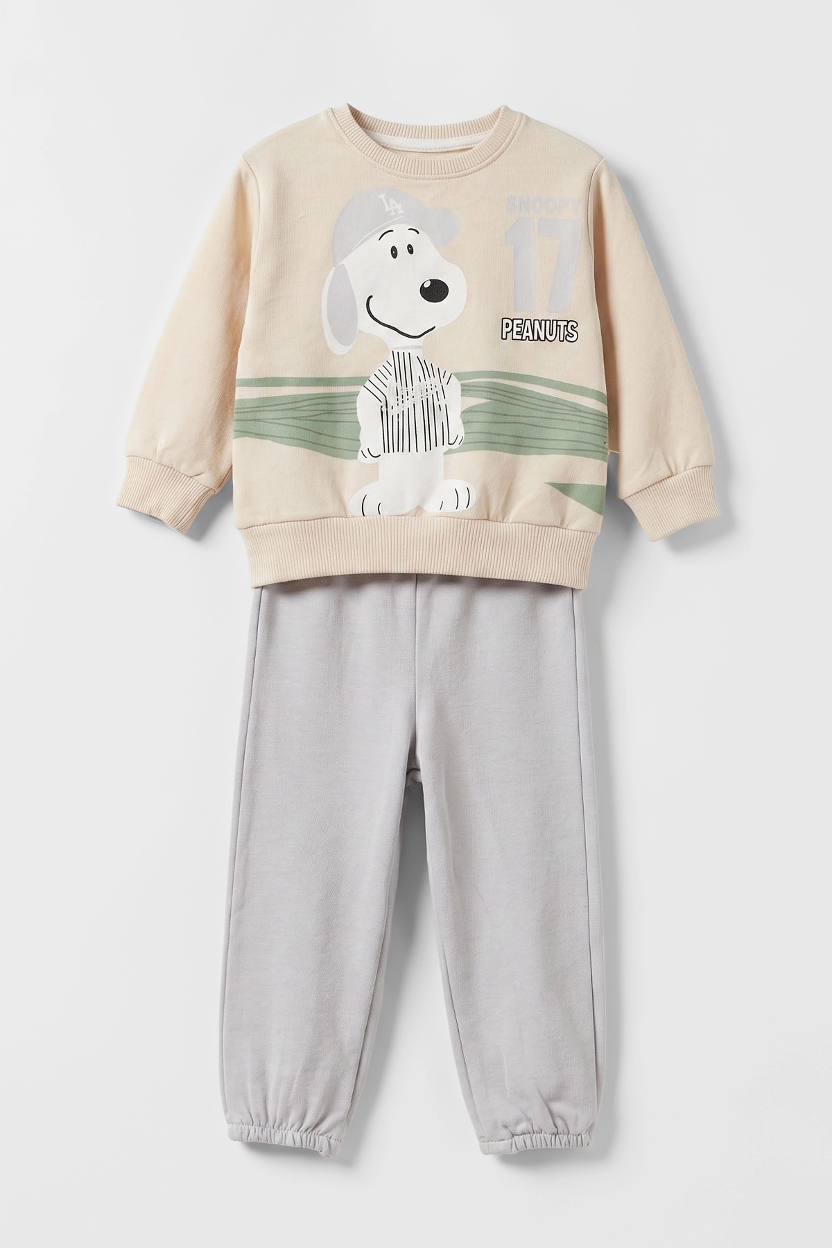 Gri (6-24 Ay) Snoopy  Baskılı  2 İp Erkek Bebek Takım 479029